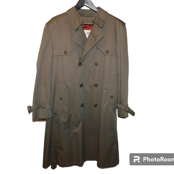 Clipper Mist Londontown Long Trench Coat Size 46 Reg Zip Out